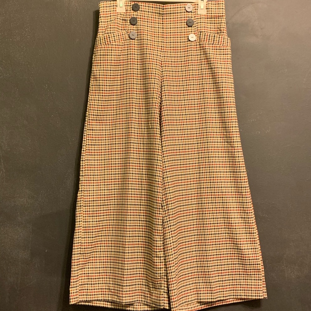 Plaid Wide Leg Pants